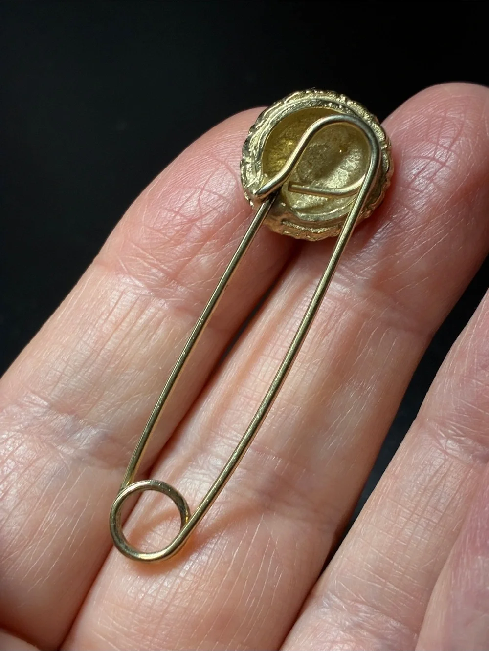 Vintage Gold Crystal Pave Safety Pin Brooch - Women Jewelry